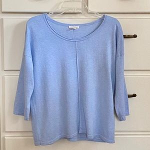 EILEEN FISHER Blue Cotton/Cashmere Sweater